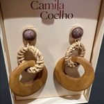Camila Coelho  | Statement Wooden Hoop Earrings w/ Woven Detail Photo 3