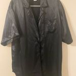 Black Satin Pajama Top with Relaxed Fit Size M Photo 0