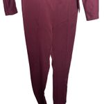 BGL Burgundy Office Solid Color Long Sleeve Squareneck Jumpsuit with Belt Sz S Red Photo 1