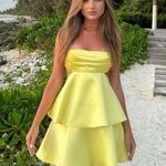 ZARA  dress mini cut out ruffle yellow blogger wedding evening summer party Photo 0