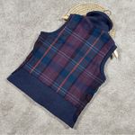 Woolrich  Women’s Wool Blend Plaid Vest Full Button Academia in Purple Navy L Photo 3