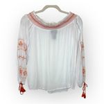Wrangler Off Shoulder Boho Cowgirl Top White Embroidered Peasant Blouse S NWT Photo 1