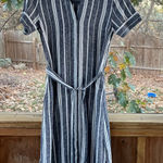 Banana Republic  Women's Grey And White Striped Linen Shirtdress Size 4 Photo 0