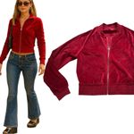 Guess Y2K RED VELOUR LOGO VINTAGE ZIP UP TRACK JACKET SMALL/MEDIUM Photo 1