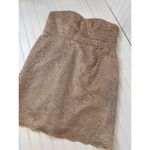 David's Bridal David’s Bridal Short Strapless All Over Lace Dress Tan Sweetheart Neck Mini 18 Photo 1