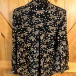 Lounge Beach Lunch  Womens Top S Button-Up Shirt Long Sleeve Cheetah Blouse Photo 1