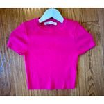 ZARA fuschia pink short sleeve cropped knit top size small Photo 8