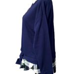 IZOD  navy & plaid tie-front layer look sweatshirt Medium‎ NWT Photo 1