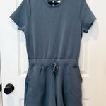 Spanx Womens Air Essentials Airlux Short Sleeve Romper Size Large Pockets Blue Photo 0