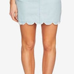 CeCe  Light Blue Scalloped  Denim Mini Hem Skirt Size 4 Photo 0