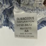 Olivaceous  Floral Print Smocked Cropped Top Size M Blue White Photo 8