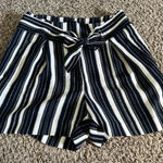 H&M Women's Navy Blue White Paper Bag Waist Shorts Size 10 Photo 0