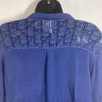 New Directions Weekend Long Sleeve V Neck Button Down Shirt Blue Size L Photo 6