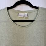 Chico's Chico’s Pastel Mint Green Metallic Rounded Hem Top Women's 1/Medium Scoop Neck Photo 2