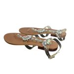 Steve Madden  Charm Rhinestone Embellished‎ Thong Sandal Clear Strap Size 7.5 Photo 4