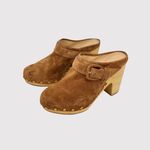 Veronica Beard  Dacey Women Mules Brown Suede Heeled Clogs Studded Retro US 9.5 M Photo 1