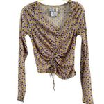 Urban Outfitters UO Shona Cinched Cropped Mesh Top Floral Retro Sheer Sz Large Photo 0