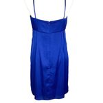 Max and Cleo Satin Mini Cocktail Dress Rosette Spaghetti Strap Size 10 Blue Prom Photo 5