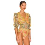 Hemant and Nandita Nova Bodysuit in Mustard Multi X-Small New Womens Blouse Top Photo 3