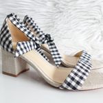 Alexandre Birman Clarita 60 Gingham Plaid Canvas Tie Open Toe Sandal Block Heels Photo 0