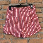 American Eagle  Striped High Waisted Mom Shorts Casual Red White‎ Linen Size 2 Photo 1
