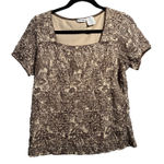 East 5th VTG Brown Beige Floral Paisley Top Square Neck Fairy Grunge Boho Cottage Retro L Photo 0