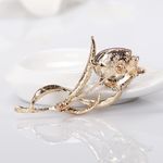 Elegant Crystsl Flower Brooch Pin for Women Gold Photo 2