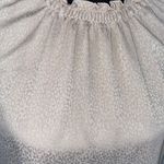 EXPRESS print blouse w/elastic mock ruffle collar flutter sleeves beige sz L Photo 2