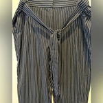 Tommy Hilfiger  Midnight Navy‎ & White Pinstripe Straight Leg Belted Women Size L Photo 2