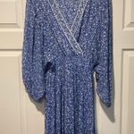 Sunday Saint Tropez 100% Viscose Blue & White Flower Long Maxi Dress Boho Chic Size XL Photo 1