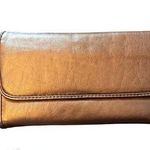 NWT JC Fashion Gold Brown Wallet Clutch Zipper Snap Closure ID Holder Photo 0