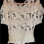 DULCIE (M) CROCHETED WHITE TOP WITH CAP SLEEVES AND‎ LACE BOTTOM PREOWNED Size M Photo 1