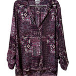 Van Heusen Women Size Large Button Down Shirt Polyester Aztec Long Sleeve Office Photo 0