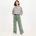 Loft Ann Taylor High Rise Wide Leg Utility Jeans Army Green Mountain Rosemary Photo 7