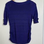 Apt. 9  Lightweight Knit Blue Sweater Women’s Size Small Ruched Sides Nautical Photo 0
