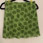 Y2K Floral Mesh Overlay Bodycon Mini Skirt‎ Lettuce Trim Green Size Medium Photo 0