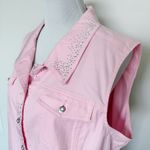 Quacker Factory Bedazzled Light Pink Jean Vest Womens Size XL Sparkle Cowgirl Photo 4