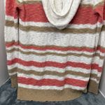 Faded Glory  Hoodie Women's S(4-6) Knit Pullover Long Sleeve Coral/Tan/White Photo 5