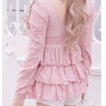 Japanese Kawaii Pastel Peach Pink Cottage Lace Ruffle Layered Tiered Blouse Top Size XS Photo 2