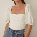 Reformation  white puff sleeve ruched top NWT Photo 0