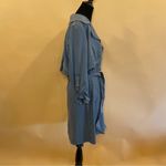 7 For All Mankind Blue Lightweight Gunflap Front Tie Trench Coat Jacket Size L Photo 4