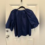 Madewell  Bubble-Sleeve Top in Poplin in Deep Cobalt Size 14 Photo 5
