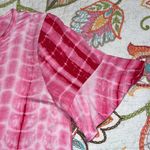 Rue Juju  large pink white tie dye print pullover tie front short sleeve casual Photo 4