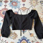 Daisy Street  Black Puff Sleeve Cropped Corset Milkmaid Style Cropped Blouse Photo 6