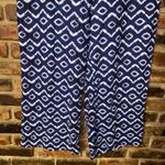 Loft Ann Taylor Navy Blue White Tie Dye Linen Blend Wide Leg Pants Size Large Photo 2