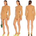 David Koma Camel Side Cutout Ribbed Knit Mini Dress Tan Size M Photo 0