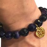 Rustic Cuff PURPLE ONYX BEADS w/ Gold accents & logo Stretch Stacking Bracelet Photo 6
