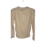 AQUA  Women's Beige Mock Neck Ruched Long Sleeve Top Elegant‎ Party Photo 4