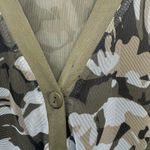 Chico's Chico’s Floral Camouflage Button Front Cardigan with Sheer Long Sleeves Size 1/M Photo 4