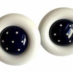 White & Navy Polka Dot Button Stud Earrings Photo 0